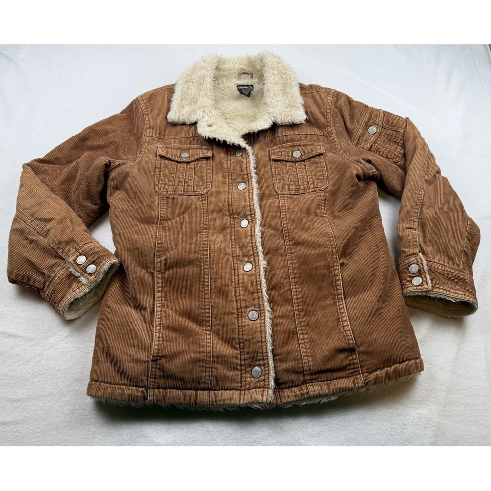Guide Series Sherpa Lined Corduroy Jacket Womens L Brown